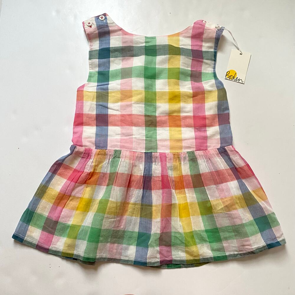 NEW Mini Boden Plaid Criss Cross Peplum Tank Top